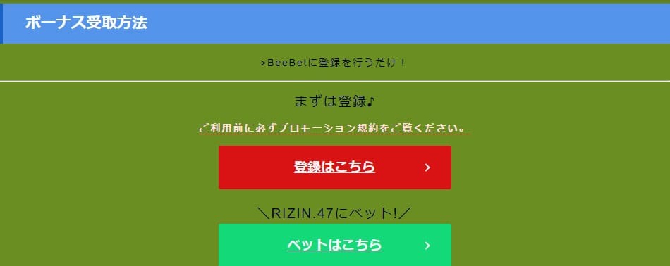 ビーベットの入金不要ボーナスにおける受け取り手順