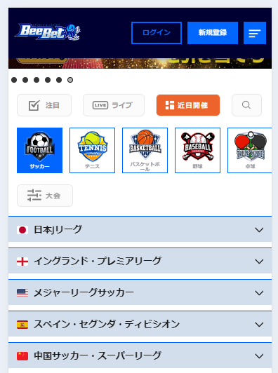 現在賭けられるリーグ一覧